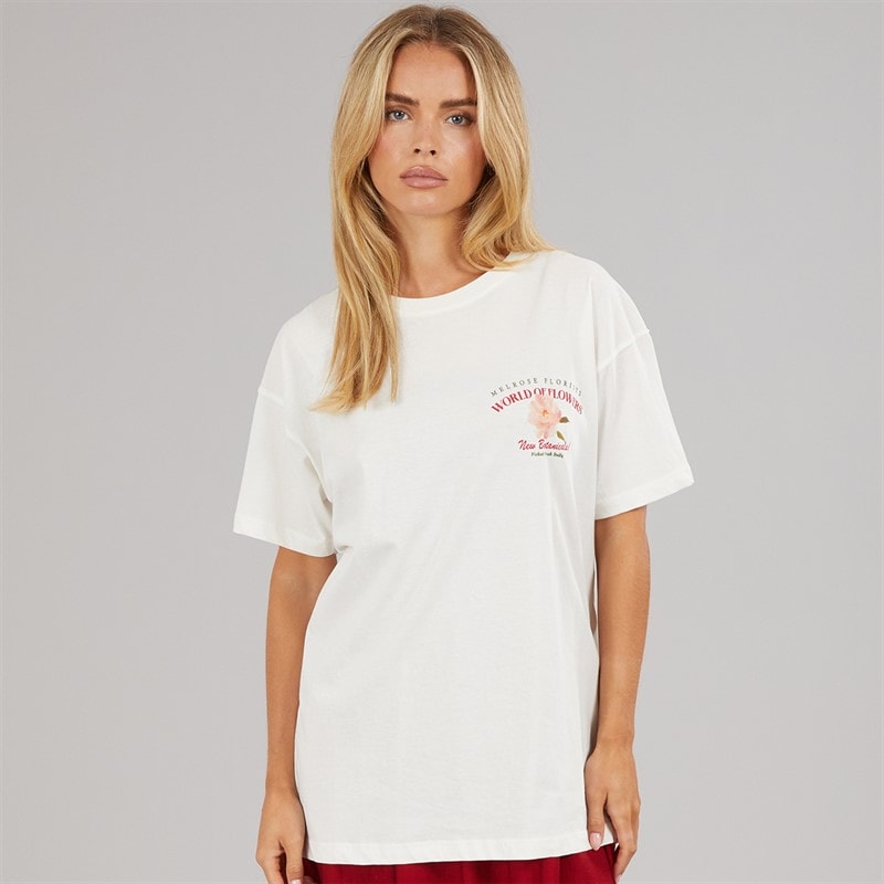 Brave Soul Dame Bloom Print T-shirt Cream - Billede 2