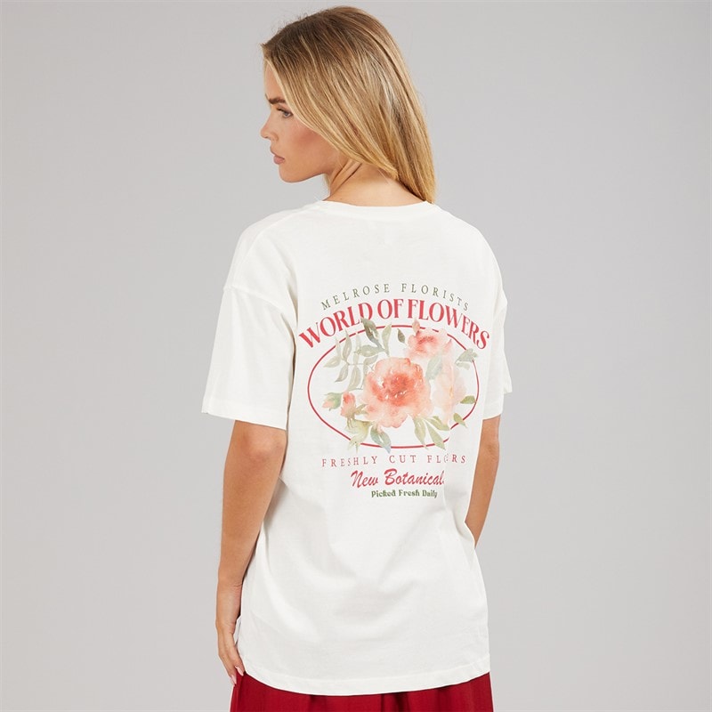 Brave Soul Dame Bloom Print T-shirt Cream - Billede 3