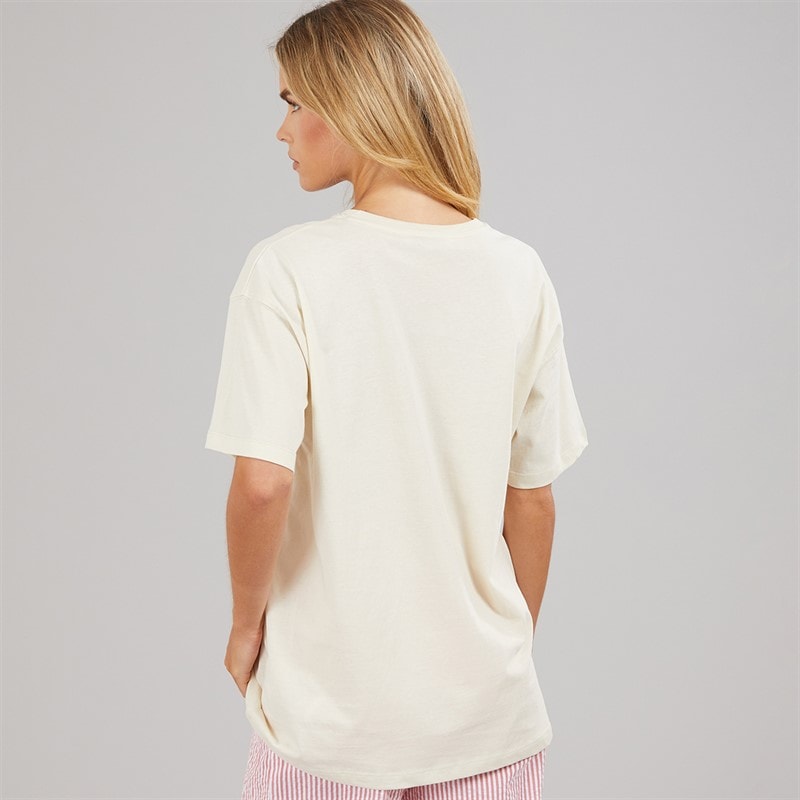 Brave Soul Dame T Shirt med print oversized Cream - Billede 2