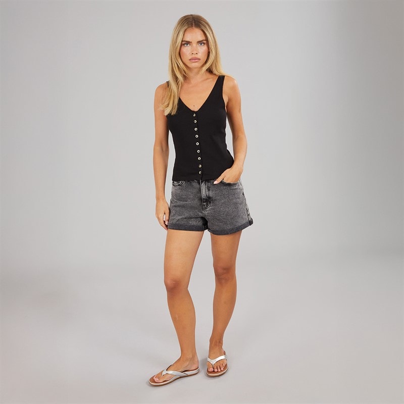 Brave Soul Dame vest med knapper Sort - Billede 3