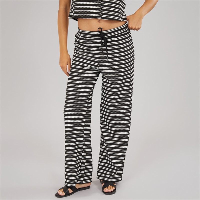 Brave Soul Dame Alice Stribede Bukser Sort/Cream - Billede 2