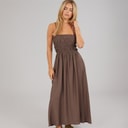 Brave Soul Dame Cilla A-formet Midi Kjole Dark Taupe
