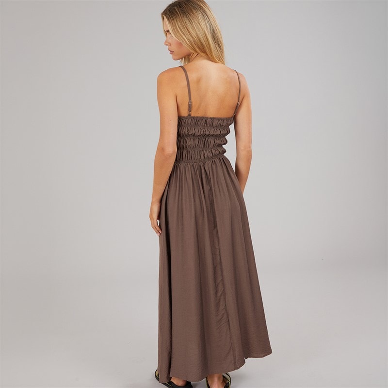 Brave Soul Dame Cilla A-formet Midi Kjole Dark Taupe - Billede 2