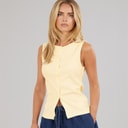 Brave Soul Dame Quantum Knap Ned Vest Pale Lemon