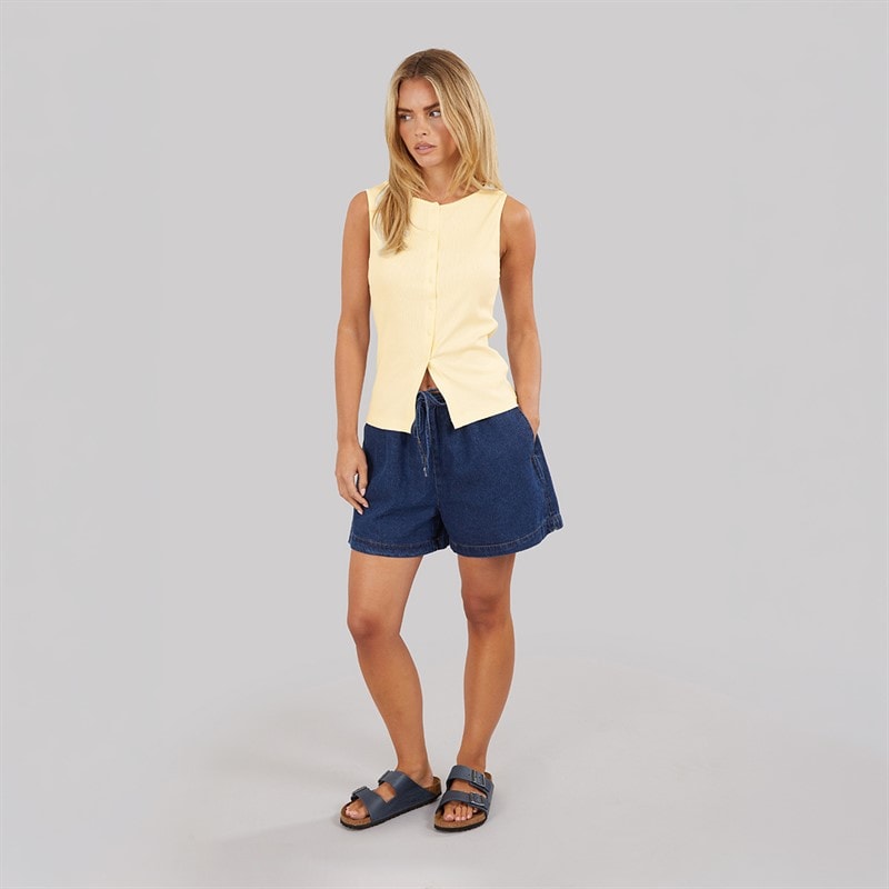 Brave Soul Dame Quantum Knap Ned Vest Pale Lemon - Billede 3