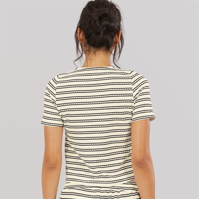 Brave Soul Dame Trixie Knap Ned T-shirt Cream/Sort - Billede 2