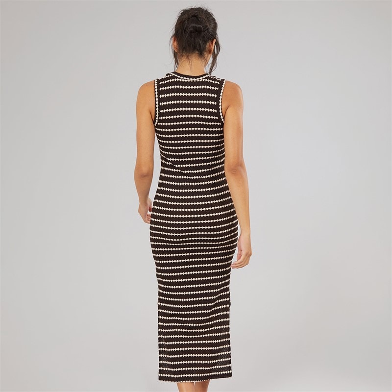 Brave Soul Dame Lynus Tekstureret Maxi Kjole Brun/Cream - Billede 2