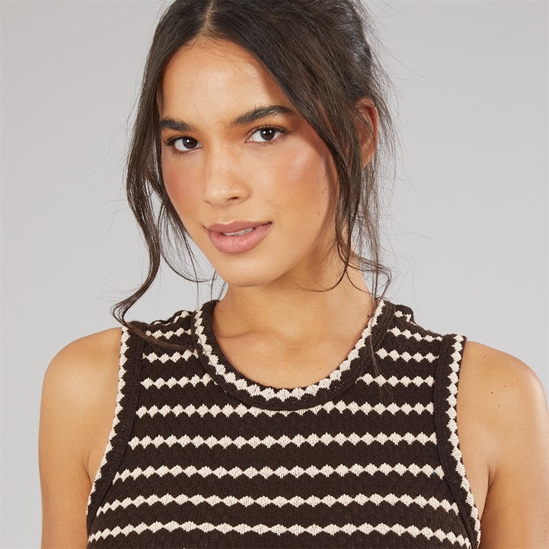 Brave Soul Dame Lynus Tekstureret Maxi Kjole Brun/Cream - Billede 3