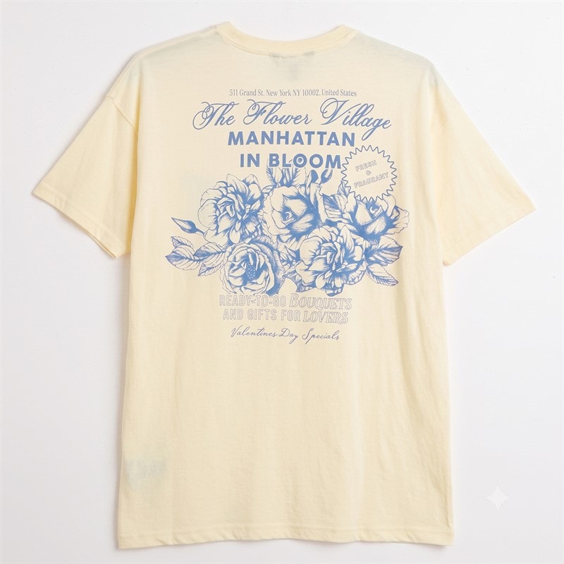 Brave Soul Dame Bloom Printet T-shirt Gul/Blå - Billede 3
