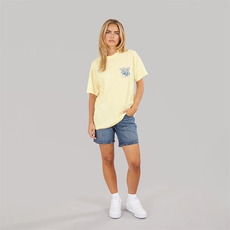 Brave Soul Dame Bloom Printet T-shirt Gul/Blå - Billede 4