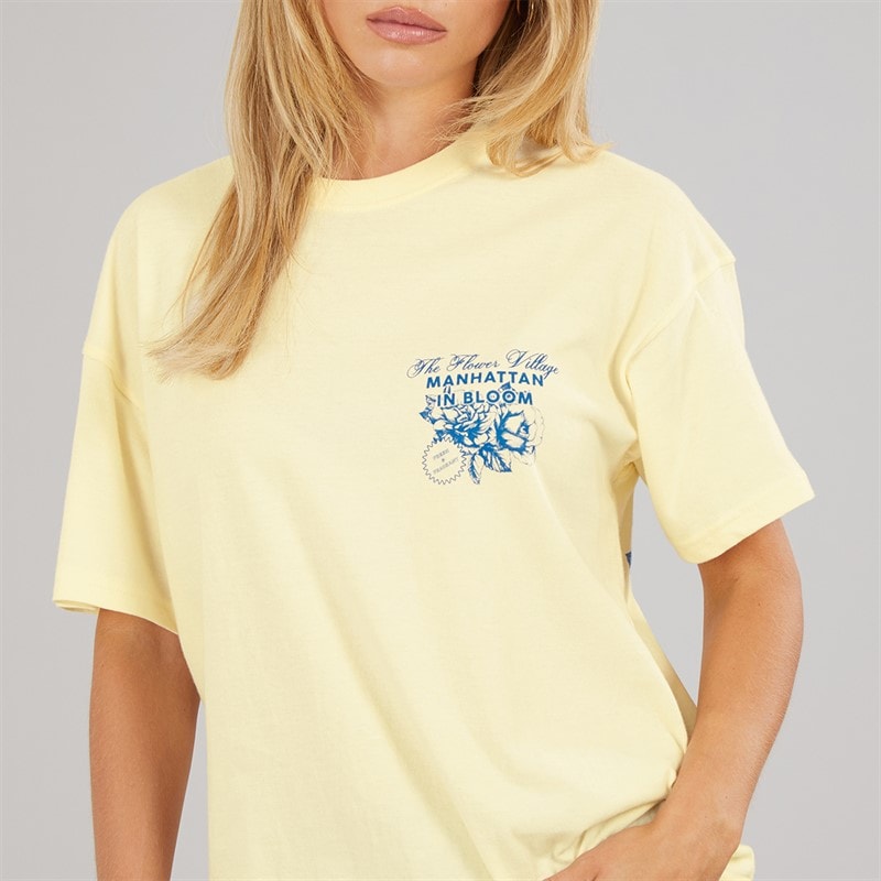 Brave Soul Dame Bloom Printet T-shirt Gul/Blå - Billede 5