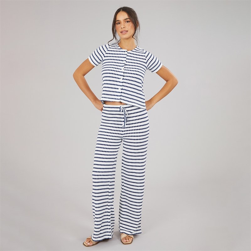 Brave Soul Dame Lynn Knap Ned T Shirt Cream/Navy - Billede 3