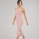 Brave Soul Dame Lynus Tekstureret Maxi Kjole Cream/Rød