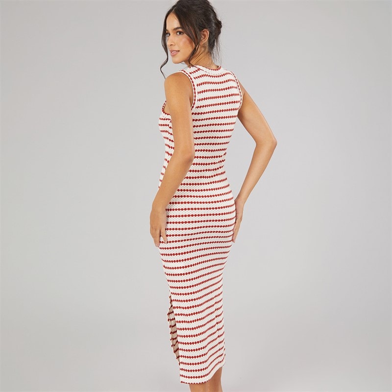 Brave Soul Dame Lynus Tekstureret Maxi Kjole Cream/Rød - Billede 2