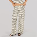 Brave Soul Dame Alice Stribede Bukser Cream/Sort