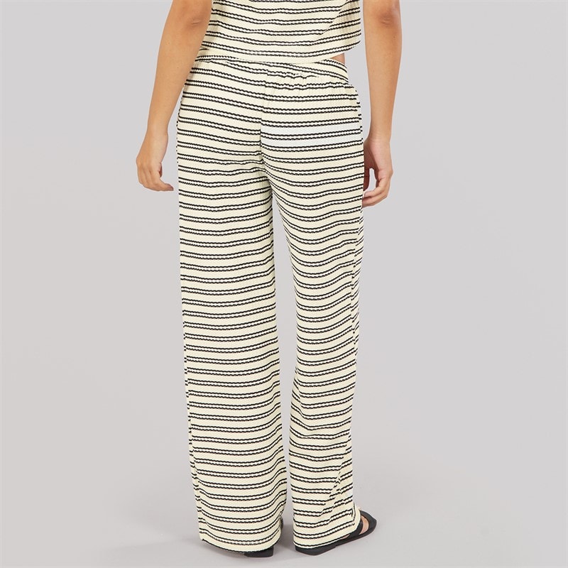 Brave Soul Dame Alice Stribede Bukser Cream/Sort - Billede 2