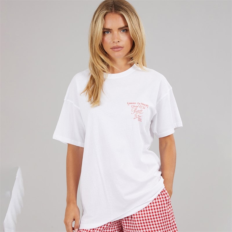 Brave Soul Dame Louvre printet T-shirt Hvid/Pink - Billede 2