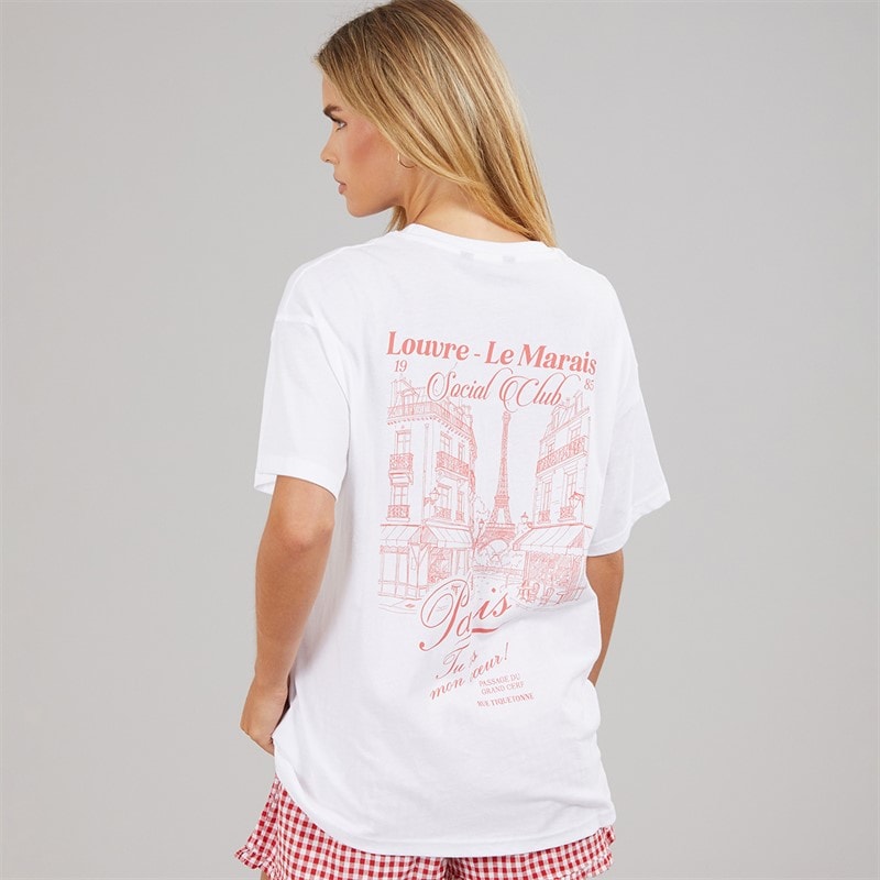 Brave Soul Dame Louvre printet T-shirt Hvid/Pink - Billede 3