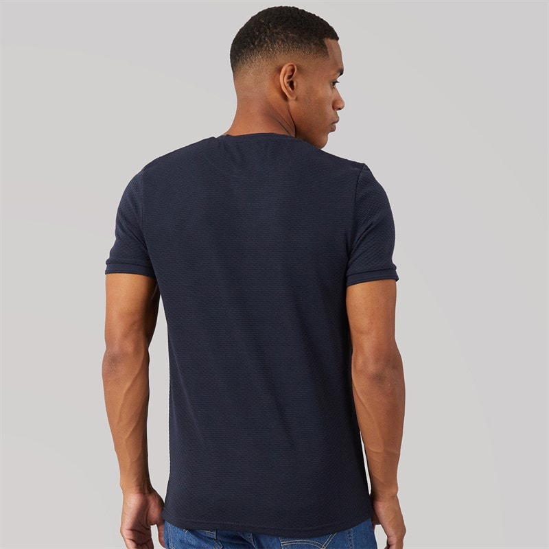 Brave Soul Herre Qunita Rund Hals T-Shirt Navy - Billede 2