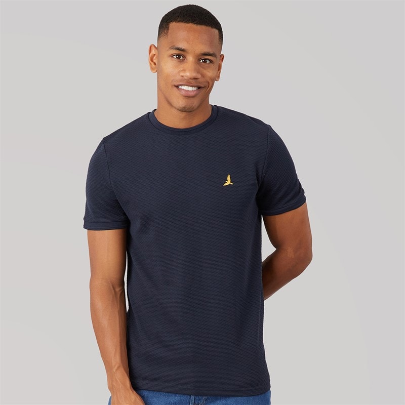 Brave Soul Herre Qunita Rund Hals T-Shirt Navy - Billede 3