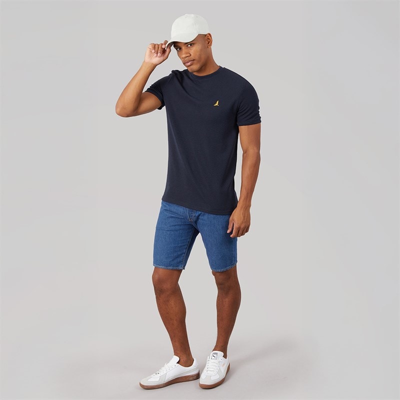 Brave Soul Herre Qunita Rund Hals T-Shirt Navy - Billede 4