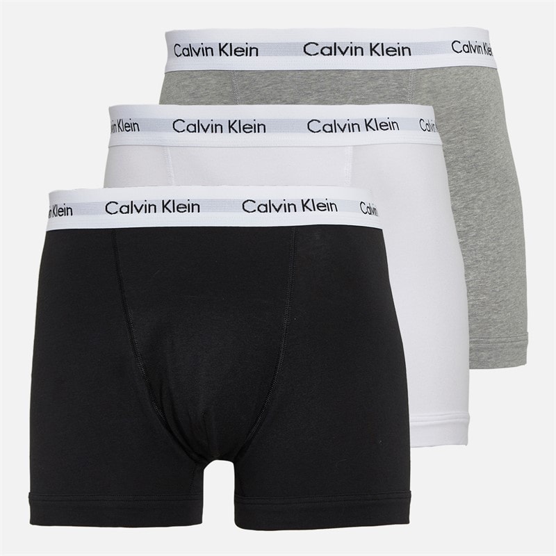 Calvin Klein Herre Bomuld Stretch Tre Pak Boxer Trusser Sort/Grey Heather/Hvid - Billede 1