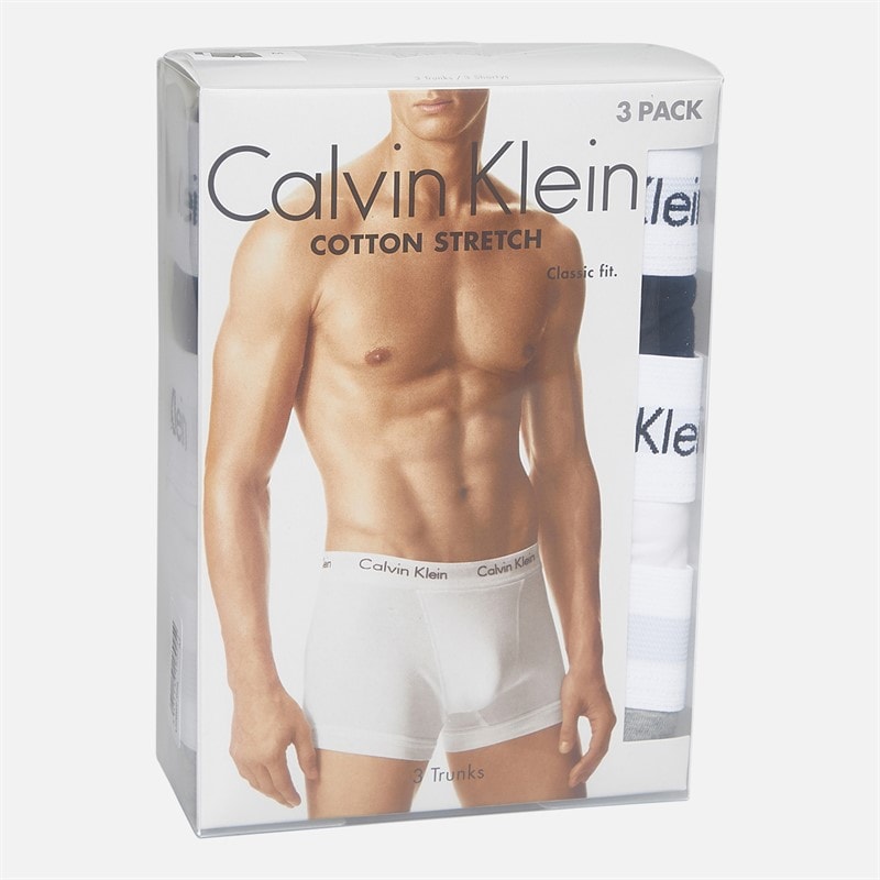 Calvin Klein Herre Bomuld Stretch Tre Pak Boxer Trusser Sort/Grey Heather/Hvid - Billede 2