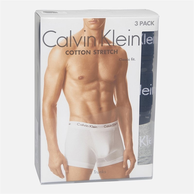Calvin Klein Herre Bomuld Stretch Tre Pak Boxer Trusser Sort/Grey Heather/Subdued Logo - Billede 2
