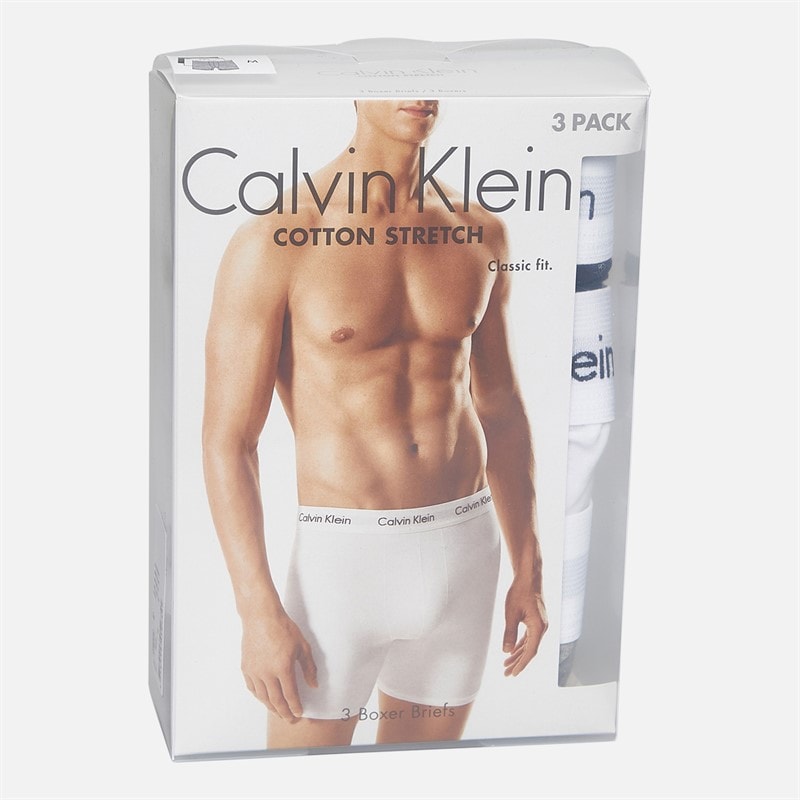 Calvin Klein Herre bomuld stretch tre pak bokser trusser Sort/Grey Heather/Hvid - Billede 2