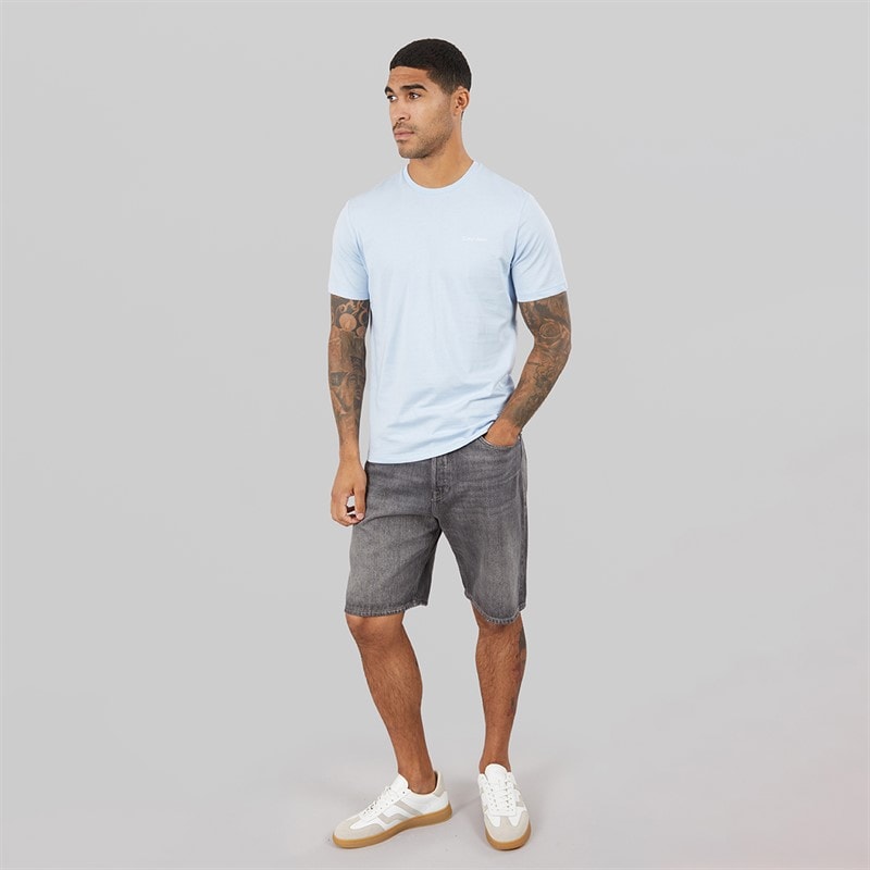 Calvin Klein Herre Micro Logo Crew Neck T-shirt Breezy Blue - Billede 4