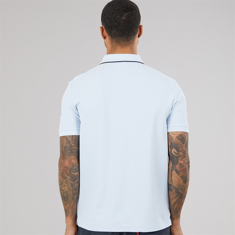 Calvin Klein Herre kortærmet forfinet pique krave polo skjorte Breezy Blue - Billede 2