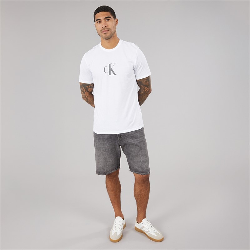 Calvin Klein Herre T-shirt med korte ærmer og distressed mono grafik Bright White - Billede 4