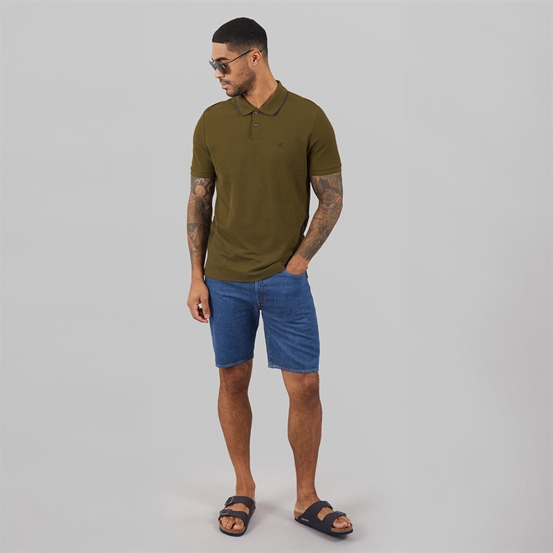 Calvin Klein Herre Kortærmet Raffineret Piqué Kant Polo Shirt Crude Green - Billede 4