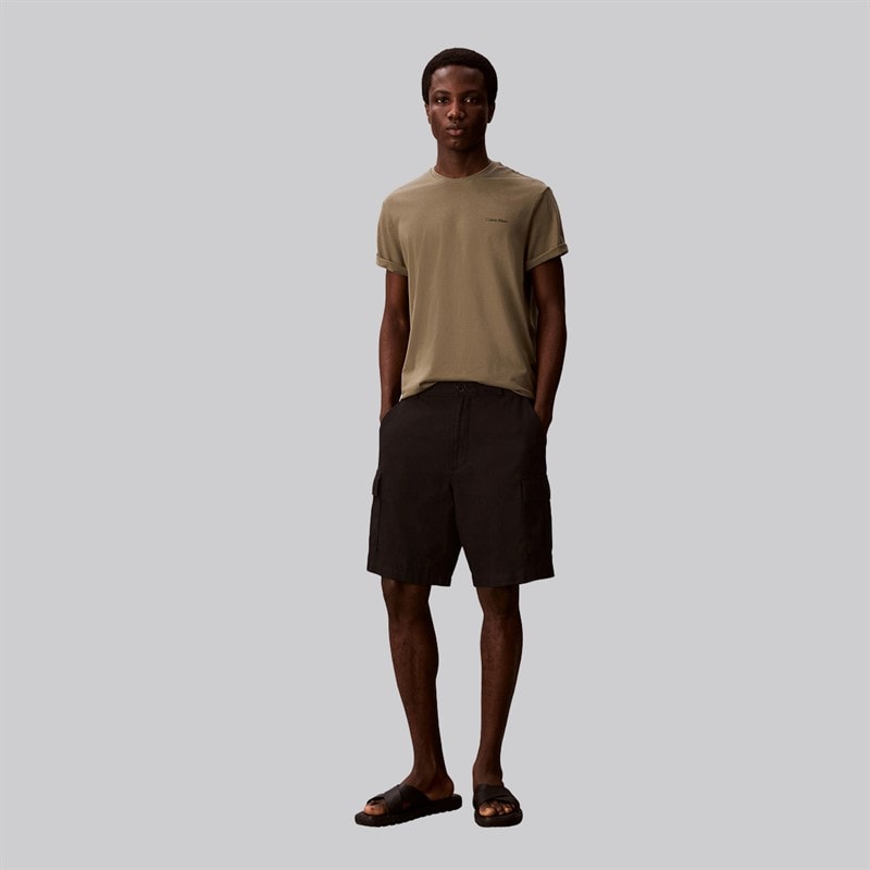 Calvin Klein Herre Micro Logo Crew Neck T-shirt Dusty Olive - Billede 3