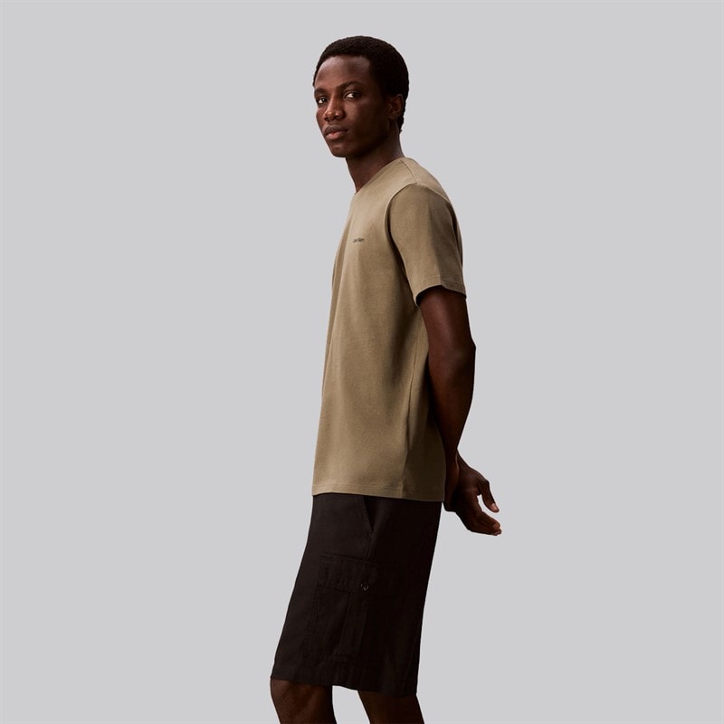 Calvin Klein Herre Micro Logo Crew Neck T-shirt Dusty Olive - Billede 4