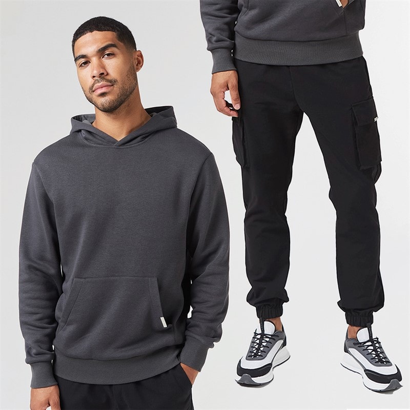 Closure London Herre Hoodie og Cargo Bukser Sæt Antracit/Sort