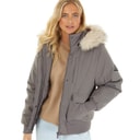 Closure London Dame Cropped Fur Parka Grå
