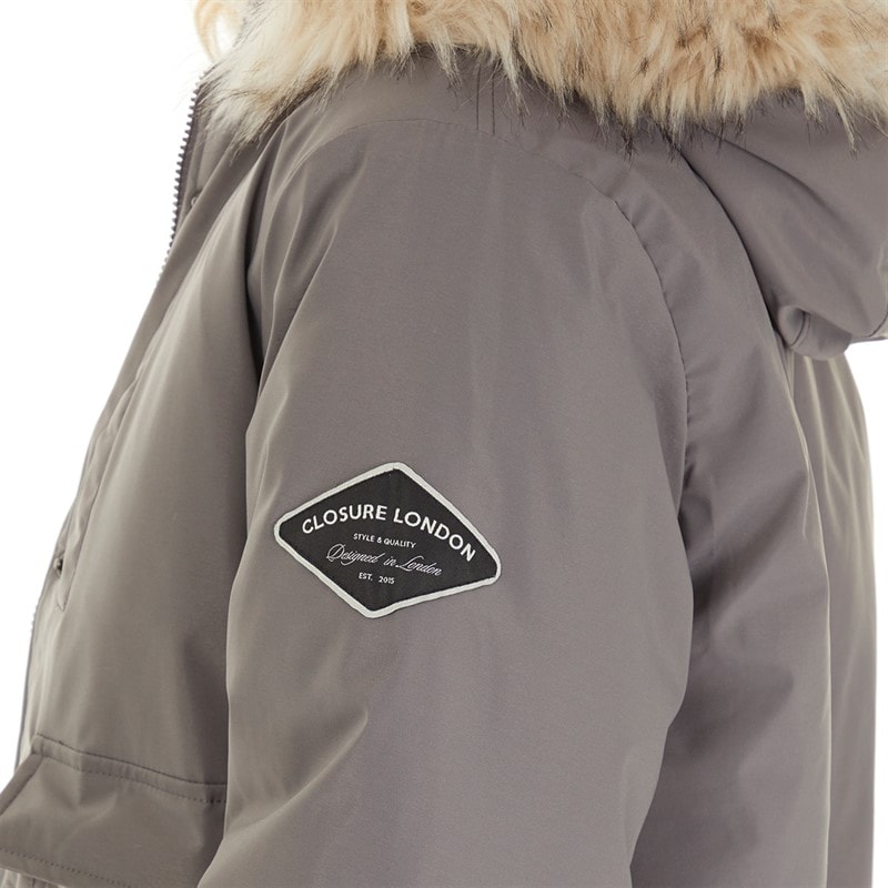 Closure London Dame Cropped Fur Parka Grå - Billede 3