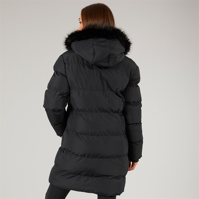 Closure London Dame Lang Lang Faux Fur Parka med Hætte Sort - Billede 2