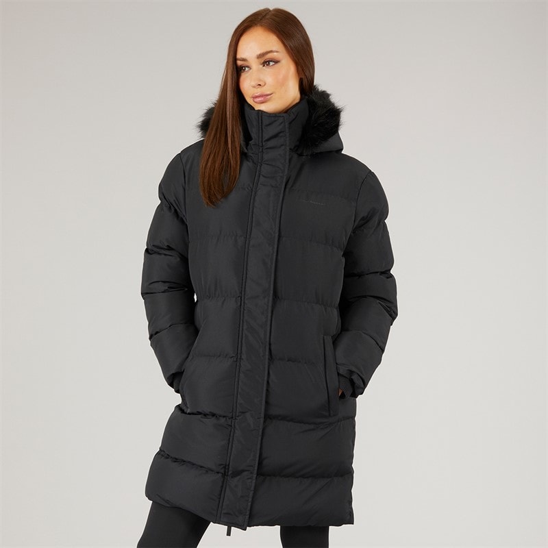 Closure London Dame Lang Lang Faux Fur Parka med Hætte Sort - Billede 3