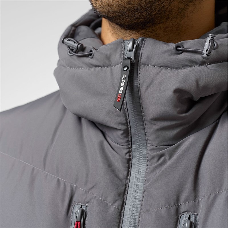 Closure London Herre Tech Logo Puffer Jakke Koksgrå - Billede 3