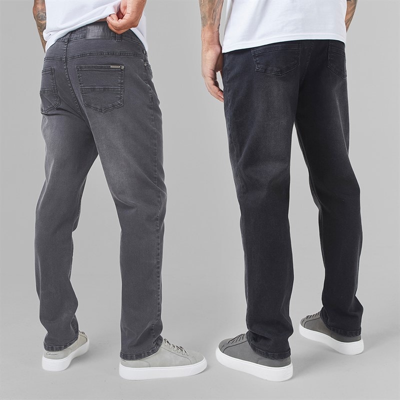 Closure London Herre To Pak Straight Fit Denim Jeans Sort Vask/Grå Vask - Billede 2