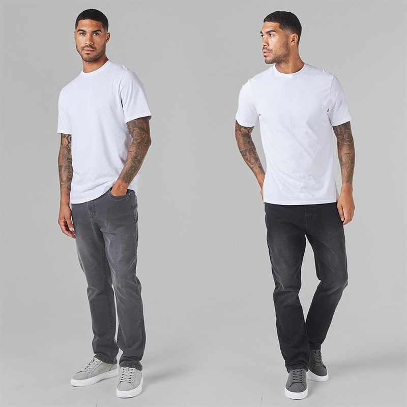Closure London Herre To Pak Straight Fit Denim Jeans Sort Vask/Grå Vask - Billede 4