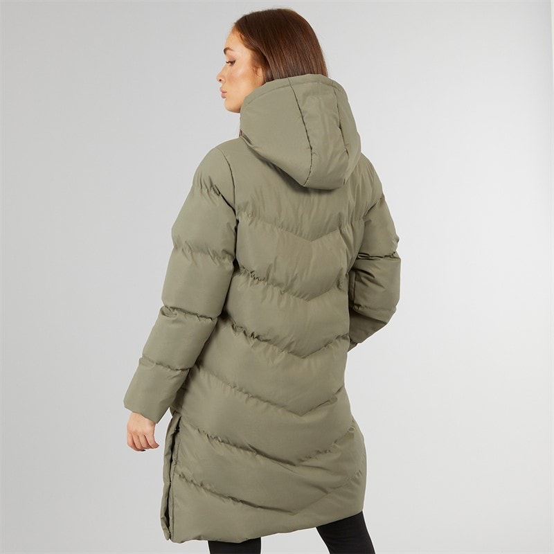 Closure London Dame lang split zoom puffer jakke Olive - Billede 2