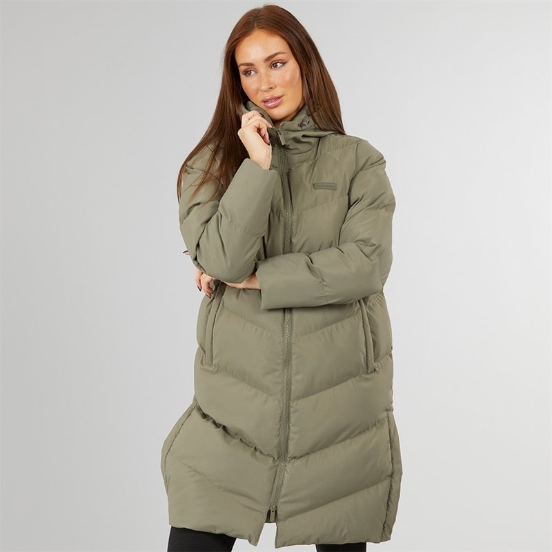 Closure London Dame lang split zoom puffer jakke Olive - Billede 3