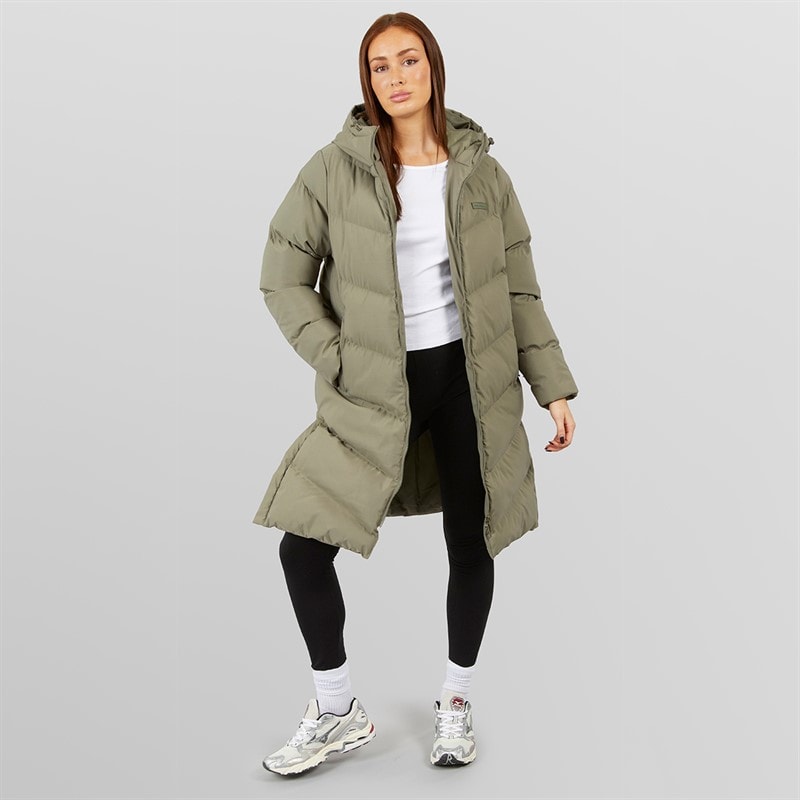 Closure London Dame lang split zoom puffer jakke Olive - Billede 4