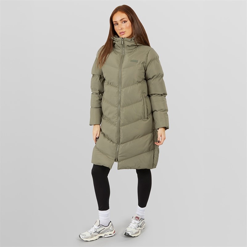 Closure London Dame lang split zoom puffer jakke Olive - Billede 5