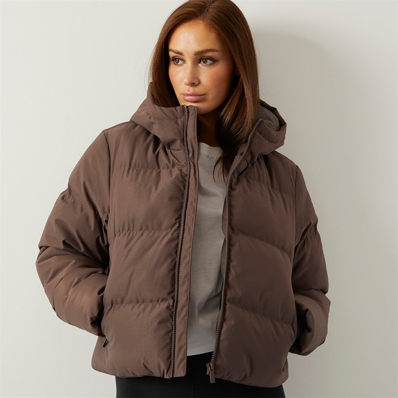 Closure London Dame Storm Cuff Kort Puffer Jakke Kaffe