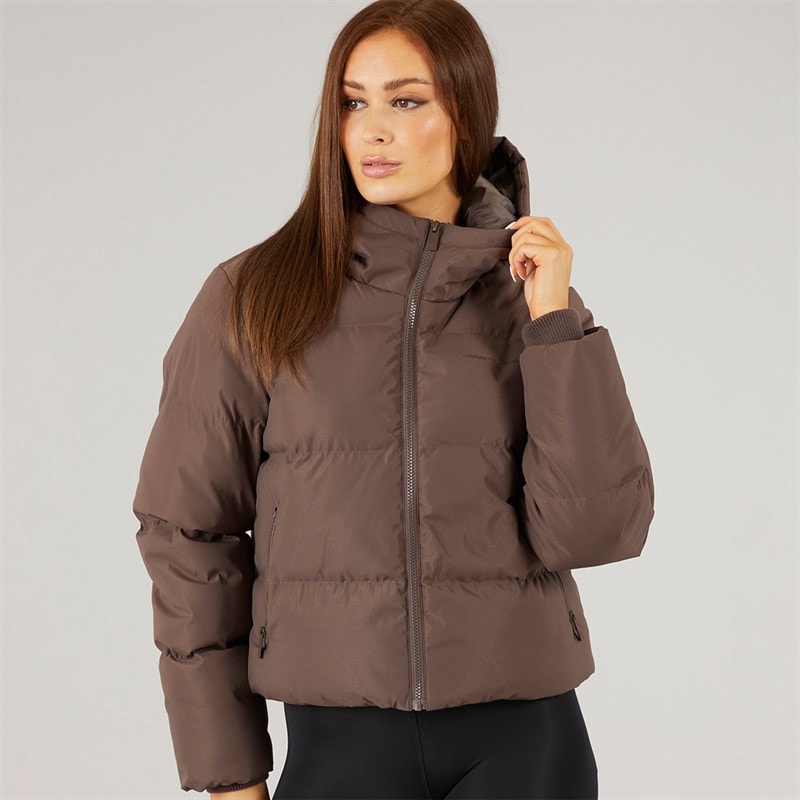 Closure London Dame Storm Cuff Kort Puffer Jakke Kaffe - Billede 3