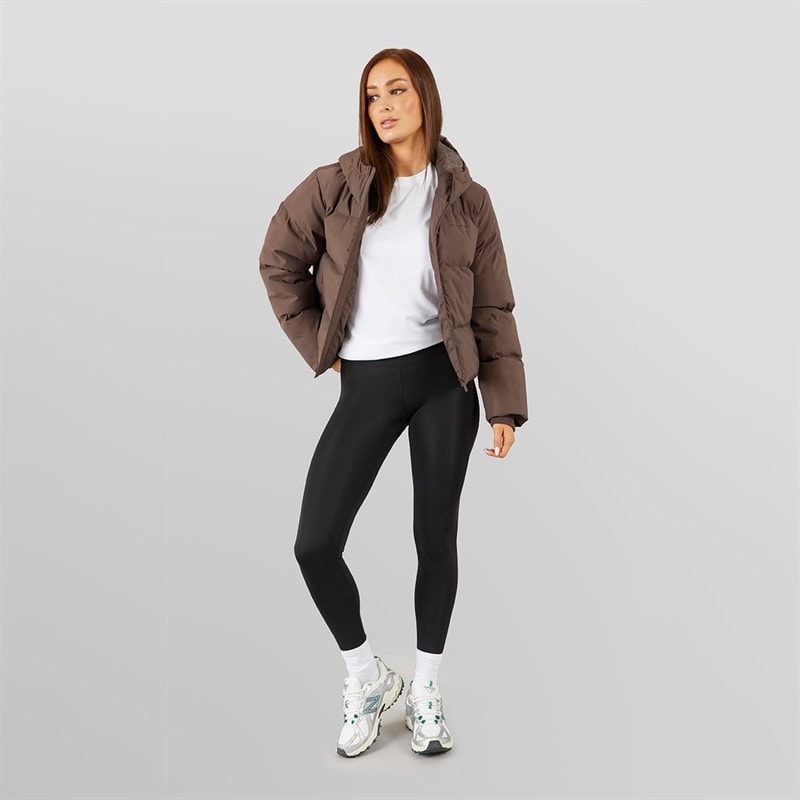 Closure London Dame Storm Cuff Kort Puffer Jakke Kaffe - Billede 4